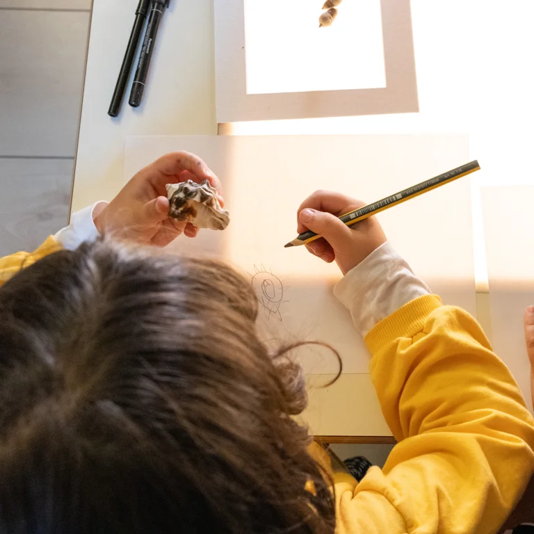 Children observing the snails